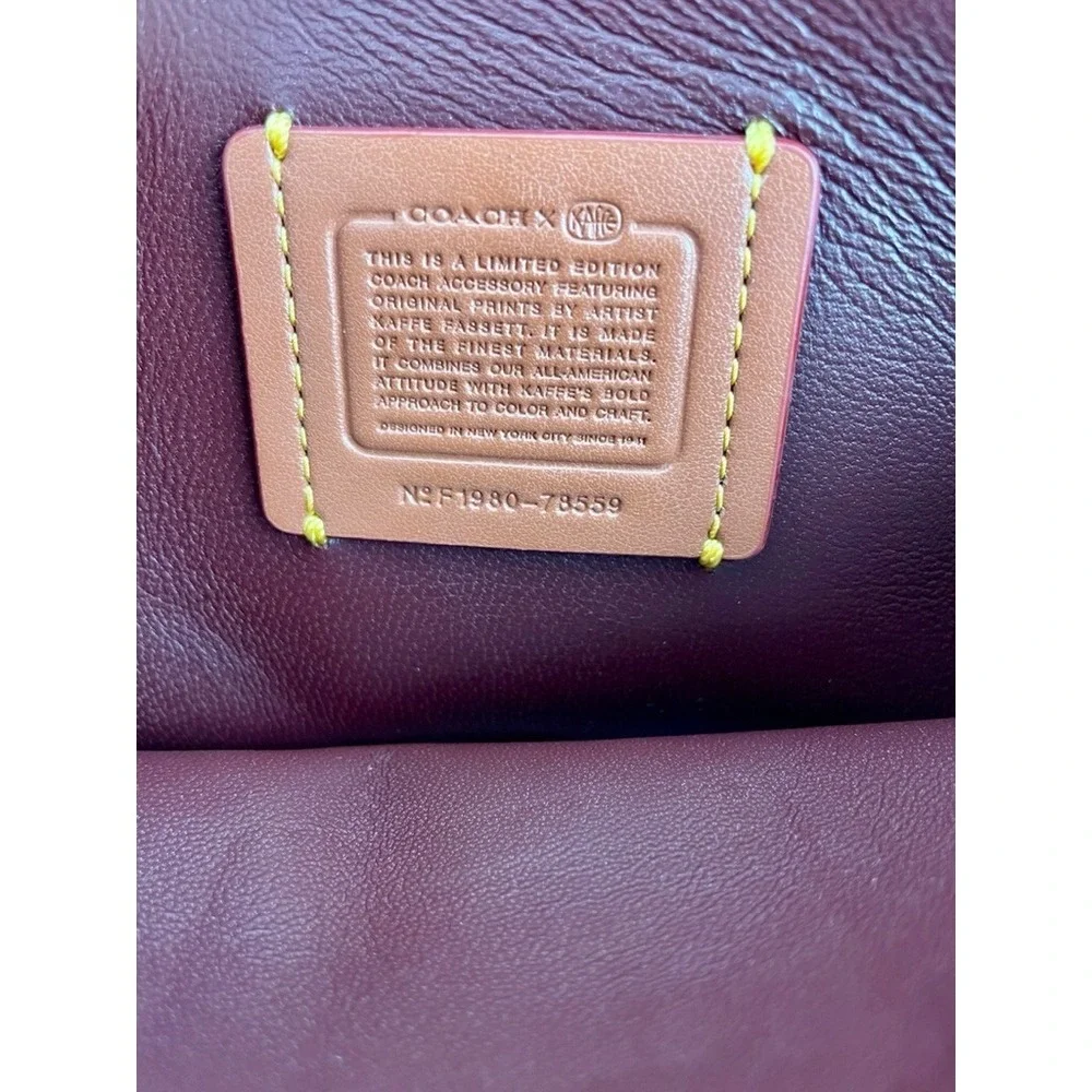 Coach New York x Kaffe Fassett Callie‎ Leather Foldover Clutch Chain Strap EUC